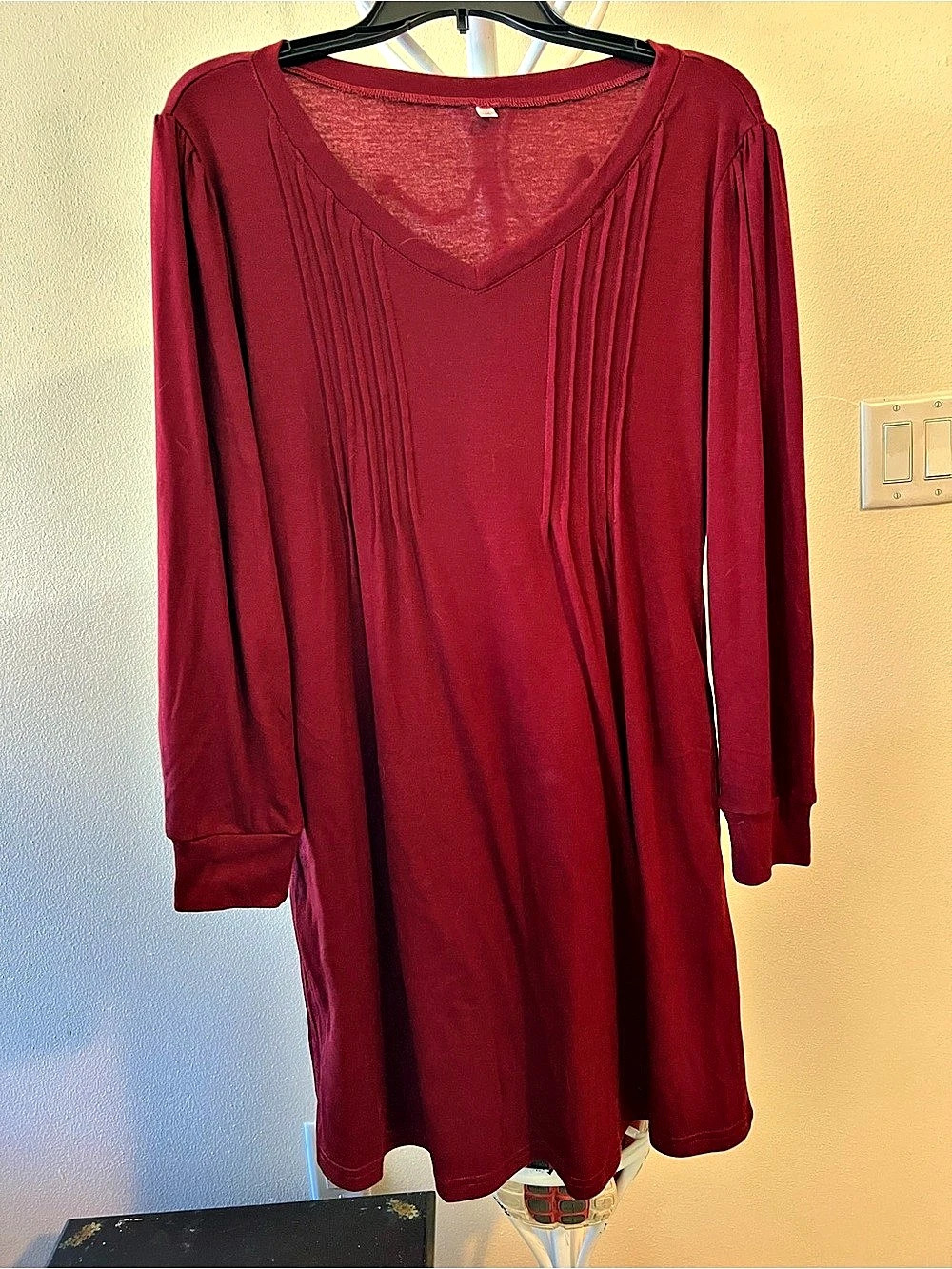 Zeagoo Fall Dresses for Women Long Sleeve Casual Pleated V Neck Dress A Line